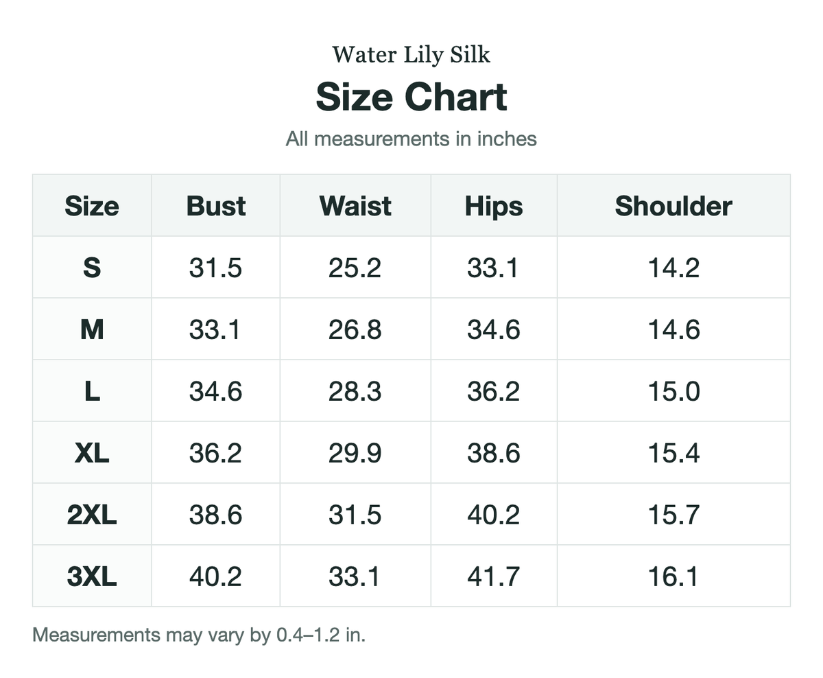 Size chart (inches)