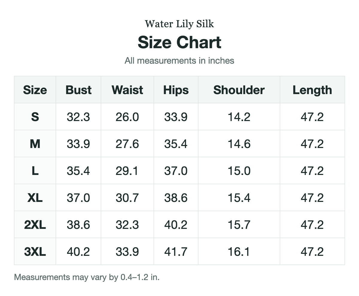 Size chart (inches)