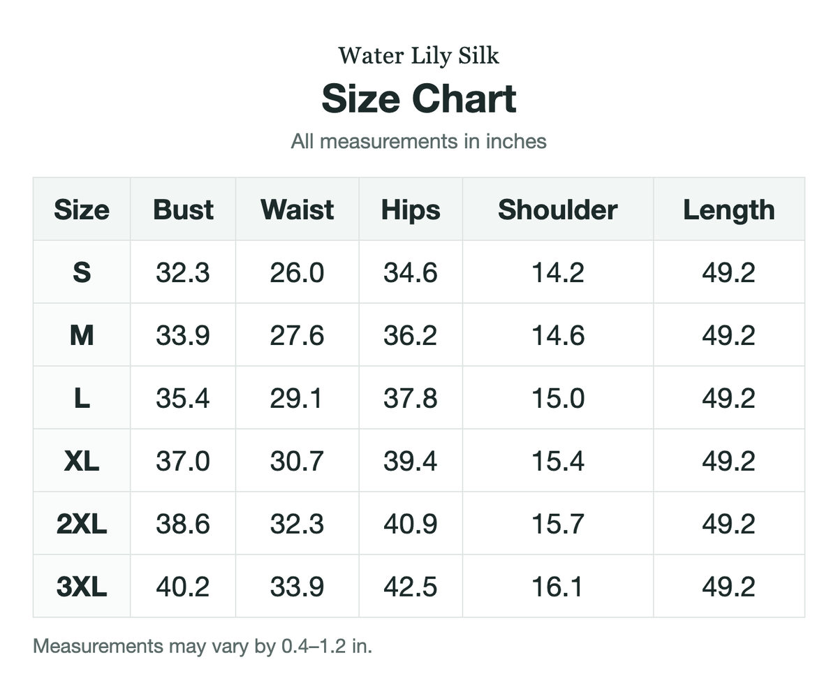 Size chart (inches)