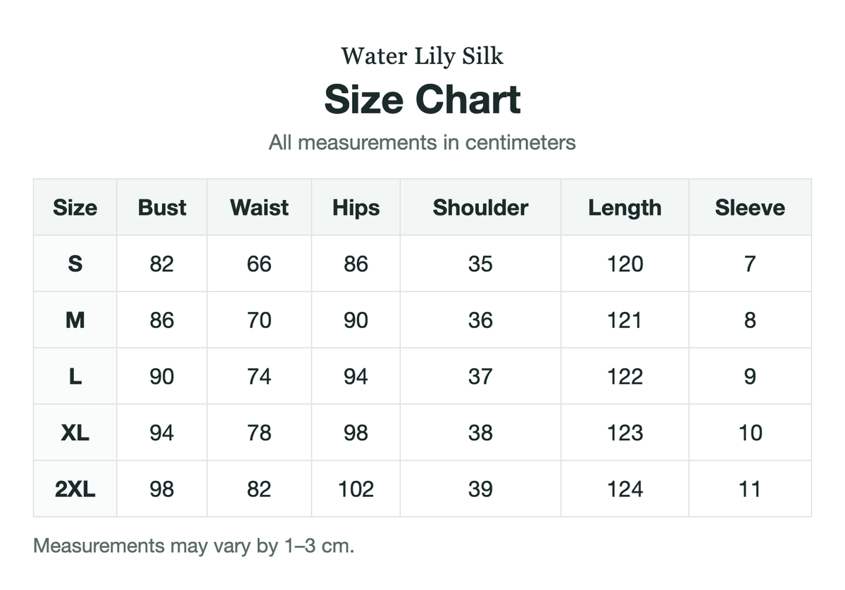 Size chart (cm)