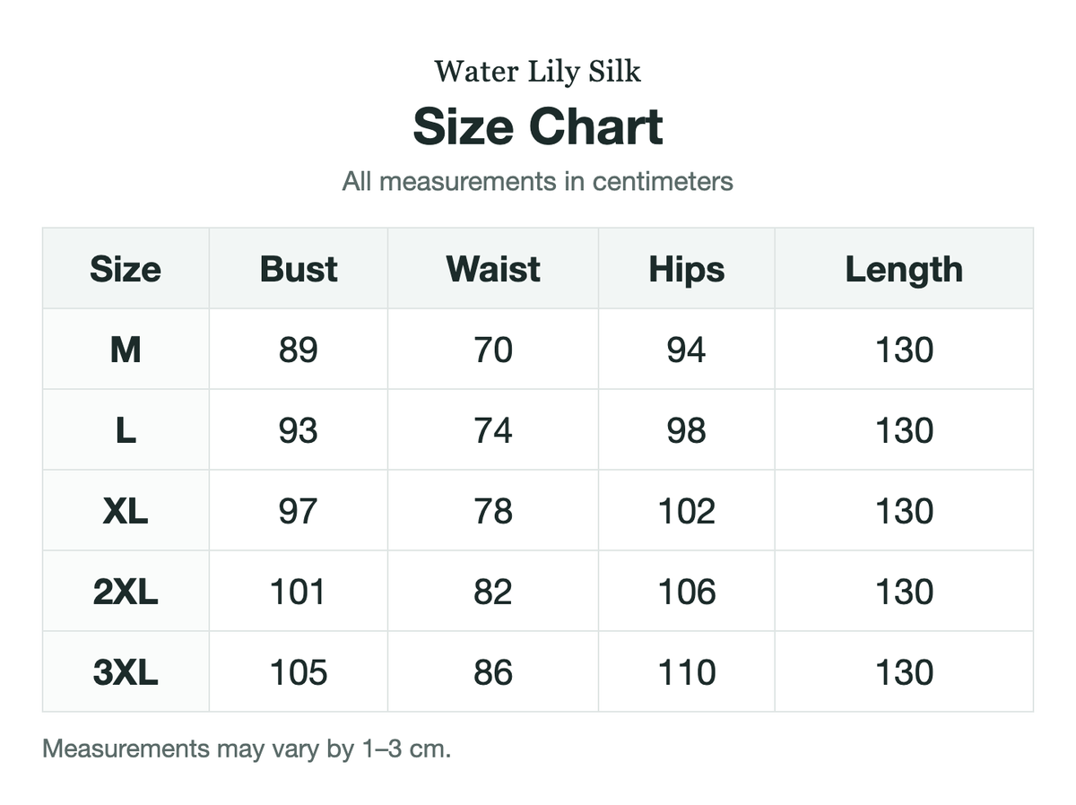 Size chart (cm)
