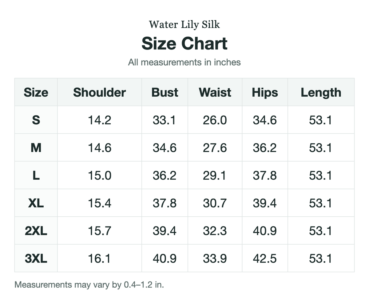 Size chart (inches)