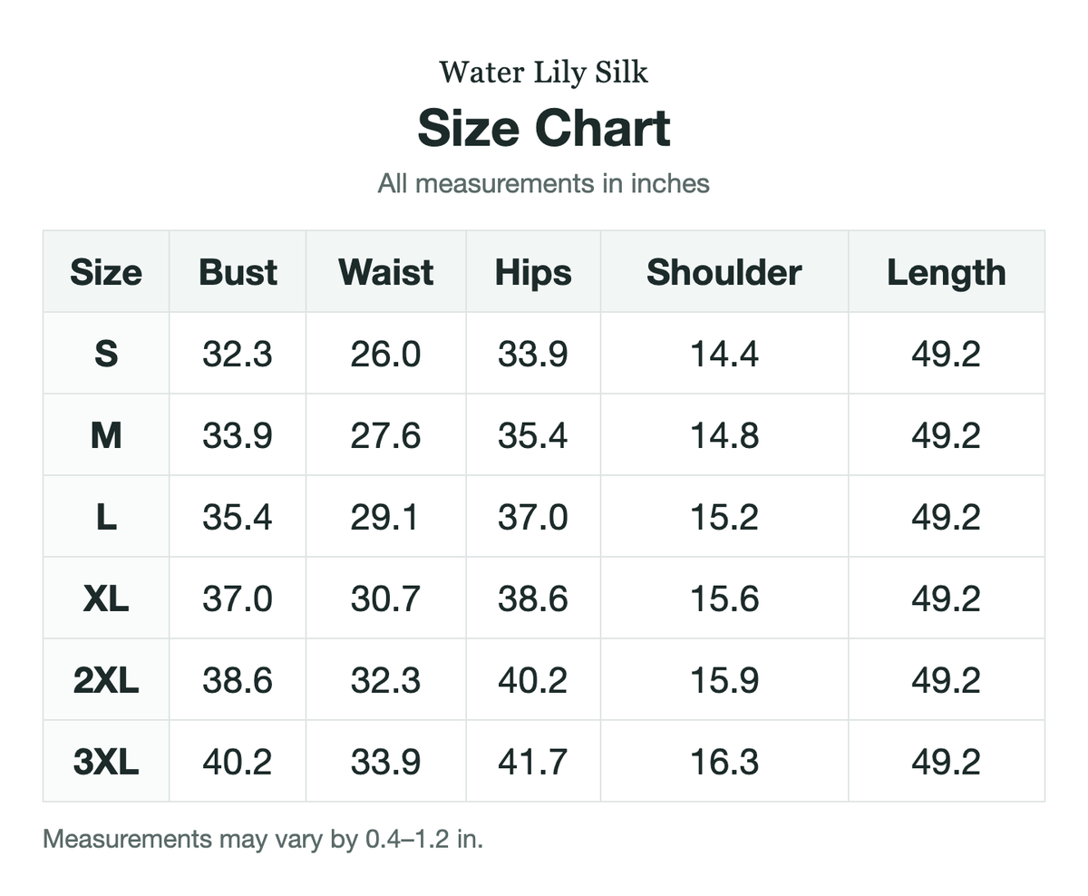 Size chart (inches)