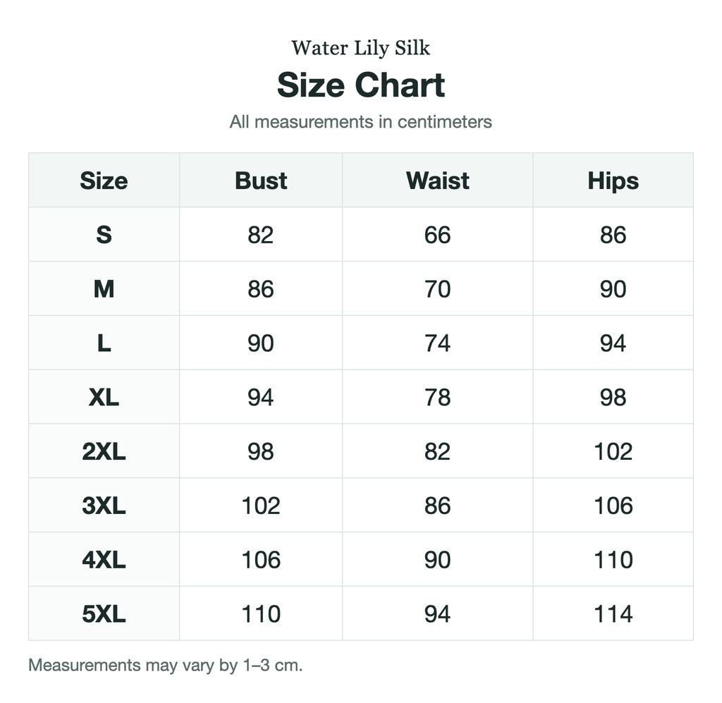 Size chart (cm)