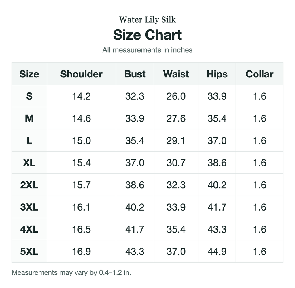 Size chart (inches)