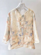 Ivory Butterfly Sheer Jacket | Neo-Chinese Layer, Airy Spring Outerwear, Botanical Butterfly Motif, Garden Party Wear