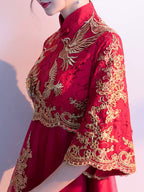 Mid-Length Traditional Red Phoenix Embroidered Bridal Gown | Traditional-Chinese Qipao, Wedding & Engagement Wear, Elegant Bridal Evening Dress (Copy)