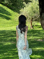 Neo-Oriental Floral Qipao Dress | Modern Chinese Style Midi | Elegant Sleeveless Mandarin Collar Shift Dress