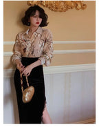 Ivory Botanical Bird Blouse | Neo-Chinese Top, Botanical Print Shirt, Elegant Daily Wear