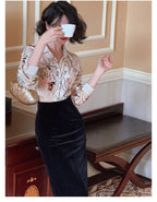 Ivory Botanical Bird Blouse | Neo-Chinese Top, Botanical Print Shirt, Elegant Daily Wear