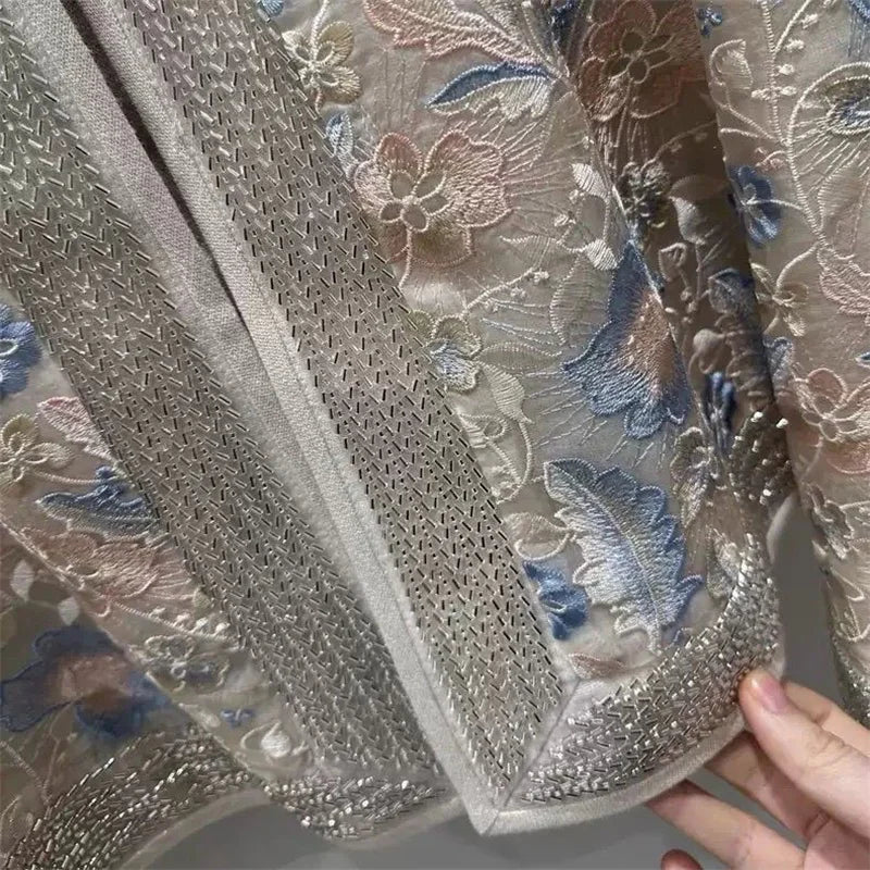 Ivory Botanical Embroidered Jacket | Neo-Chinese Cheongsam Layer, Elegant Evening Jacket, Floral Embroidery