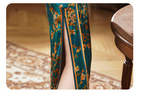 Emerald Teal Mulberry Silk Floral Branch Qipao Dress | Neo-Chinese Cheongsam, Elegant Modern Oriental Dress, Elegant Evening / Daily Wear