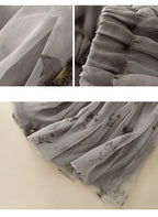 Mist Grey Botanical Midi Skirt | Neo-Chinese Style, Floral Print, A-Line Silhouette, Elegant Daily Wear